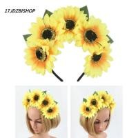ราคา 17JDZBISHOP ที่คาดผมดอกทานตะวันปรับผ้ารูปดอกไม้ที่คาดผมสไตล์โบฮีเมียนสีเหลืองปาร์ตี้ (26295310722)