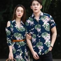 ราคา ชุดคู่รัก VSM เดรสลายดอกผ้าคัตตอน เว้าไหล่ กระดุมผ่าหน้า งานใส่สบาย (3838341044)