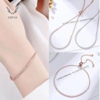 ราคา สร้อยข้อมือ Rhinestone แบบยืดหดได้ แฟชั่นปรับได้สีโรสโกลด์เงิน ทอง (7192431294)