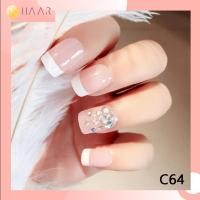 ราคา HAAR เล็บปลอม เล็บเจล อะคริลิก แฟชั่น สำเร็จรูป สไตล์ เกาหลี สีขาว ไล่ สี ใส แต่ง เพชร 24 ชิ้น พร้อม กาว, สติ๊กเกอร์ซ... (6523170394)
