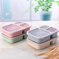 ราคา กล่องข้าว กล่องข้าวเบนโตะ ฟางข้าวสาลี 3ช่อง ฝาล็อคปิดสนิท กันน้ำหก กล่องถนอมอาหาร ใส่ไมโคเวฟได้ (6653588011)