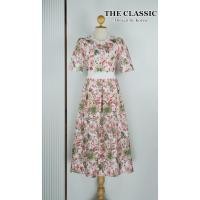 ราคา M-4XL // The classic เดรสลูกไม้ยาวคอปีนลายดอก ใช้ผ้าลูกไม้เนื้อหนาอย่างดีขึ้นลวดลายแน่นชัดสวย (5831791679)
