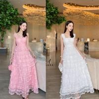 ราคา ชุดเดรสสีชมพู เดรสเเต่งระบายชั้นๆ งานป้าย Adora (29370039576)