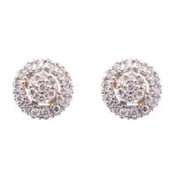 ราคา Happy jewelry ต่างหูเพชร ต่างหูล้อมกลม เรียบ หรู ต่างหูทองเพชรแท้ ทองแท้ 37.5% ER107 (55609952387)