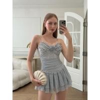 ราคา Sasha dress ชุดเดรสสีฟ้าสายเดี่ยวมีกางเกงซับข้างใน ตกแต่งด้วยดอกไม้เป็นเข็มกลัดนะคะน่ารักมากเลยค่ะ หน้าอกมีฟองน้ำ (50400633432)