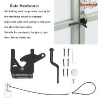 ราคา FRANCISCAL 2 ชิ้นรั้วประตูสลัก,เหล็กคาร์บอนปรับ Self Locking Gate Latch, Secure ทนทาน Heavy Duty Gate Latch สวน Backyard (54913228069)