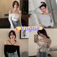 ราคา (มือ1) Vogue​เสื้อปาดไหล่ไหมพรมผ้าร่อง ผ้านิ่มใส่สบายน่ารัก (24612724611)