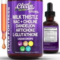 ราคา Clean Nutraceuticals Milk Thistle NAC Liver Cleanse Detox & Repair อาหารเสริมตับตับหยดด้วยสารสกัดจากแดนดิไลอัน, อาติโช๊ค, Chanca Piedra, Choline, L-Glutathione, B (53262483710)