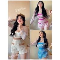 ราคา เซตเอี๋ยมกางเกงขาสั้น แต่งหัวใจ +เสื้อแขนยาว แต่งลายดอก น่ารักมากๆ คะ (4094210582)