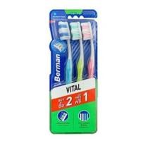 ราคา Berman เบอร์แมน แปรงสีฟัน ไวทัล ขนแปรงนุ่ม (แพ็ค 2แถม1) (885114520068) (10002410585)