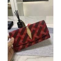ราคา กระเป๋าหนังปลากระเบนแท้ มือ2 ใช้มือเดียว สีแดง (18405543371)