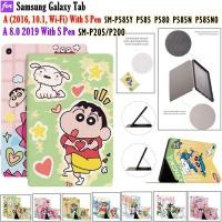 ราคา น่ารักการ์ตูน Crayon Shin Chan สําหรับ Samsung Galaxy Tab A (2016, 10.1, Wi-Fi) ปากกา S SM-P585Y P585 P580 P585N P585N0 Tab A 8.0 2019 พร้อม S Pen P200/P205 PU หนัง (29669076504)