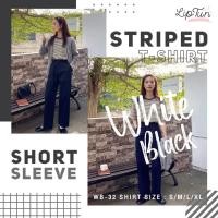 ราคา เนื้อผ้า​Cotton​ 100% ( Striped T-shirt Fashions ) เสื้อยืดลายขวาง เสื้อยืดลายทาง WB-32 ลายสี : สีขาว/ดำ (22231629461)