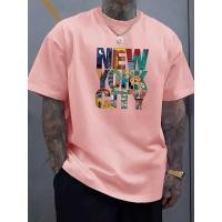 ราคา เสื้อยืดแขนสั้นคอกลมผ้าฝ้ายสบายๆ ฤดูร้อน ขนาดใหญ่พิมพ์ลายเมืองนิวยอร์กสำหรับผู้ชาย (41208910665)
