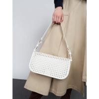 ราคา กระเป๋า CHARLES & KEITH - Woven Flap Shoulder Bag (White) (20216030134)