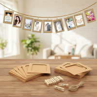 ราคา ชุดกรอบรูปกระดาษคราฟท์วินเทจ 10 ชิ้น พร้อมคลิปไม้และเชือกแขวน สไตล์เกาหลี ตกแต่งผนังบอร์ด DIY (โฮมออฟฟิศ) (51650695275)