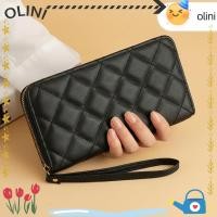 ราคา OLINI Long Wallet, Vintage PU Leather Quilted Wallet, Womens Fashion Zipper Black Wristlet Purse ของใช้ประจําวัน (45463287004)