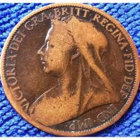 ราคา เหรียญ​อายุ​100​กว่า​ปี​ อังกฤษ​ UK, 1 Penny, (ยุค​ Queen Victoria)​, #2238, ใช้แล้ว (15808067828)