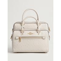 ราคา กระเป๋า Coach 91814 Rowan Satchel In Signature Embossed Leather สีขาว Chalk อะไหล่ทอง ทรงหมอน (Used like new) (57263397425)