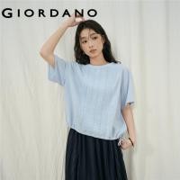 ราคา GIORDANO WOMEN Lace panel drawstring hem short sleeve blouse 18346616 (54113473252)