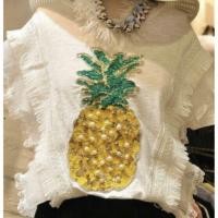 ราคา เสื้อลายสัปปะรด. แขนระบายด้วยลุกไม้ มี2 สี. ขาว. ดำ ราคา. 250 (323569347)