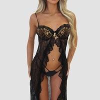 ราคา XE Ellolace Leopard Lace Womens Long Dresses Sexy Baby Dolls Ladies Night Clip Youth Hot Sexy Clothes Split Night Dress (44131810040)