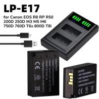 ราคา LP-E17 แบตเตอรี่กล้อง LPE17 LP E17 LED Dual USB Charger ชุดสําหรับ Canon EOS R8 RP R50 200D 250D M3 M5 M6 750D 760D T6s 800D T8i (56812865520)