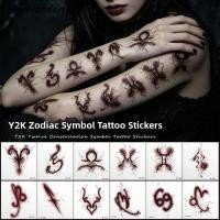 ราคา FASHIONDEN Gothic Chic Symbol Tattoo, Aries Taurus Gemini กันน้ํา Zodiac Signs รอยสักชั่วคราว, ราศีมังกร Sagitarius สิบสองราศี Y2K Body Tattoo สติกเกอร์ (50662602242)