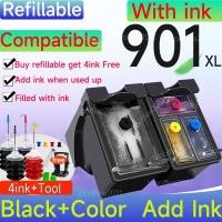 ราคา ใช้งานร่วมกับ hp 901 หมึก hp 901xl สีดํา hp901 hp901xl ตลับหมึกรีฟิลสําหรับ hp 4500 J4524 J4550 J4580 J4660 J4680 (49862599110)