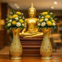 ราคา แจกัน แจกันทอง ลายหยดน้ำ ขนาดใหญ่ สูง 28นิ้ว ไม้จามจุรี ปิดทองคำเปลว ส่องประกายสุกปลั่ง เดินเส้น ประดับกระจกสี (40718279647)