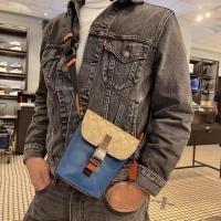 ราคา พร้อมส่ง แท้ % New Coach สะพาย ผู้ชาย TRACK SMALL FLAP CROSSBODY IN COLORBLOCK SIGNATURE CANVAS (COACH C3133) QB/KHAK (5279277733)