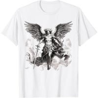 ราคา ใหม่ St Michael The Archangel Christian In Tattoo สไตล์เสื้อยืด (42482965281)