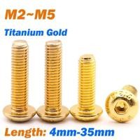 ราคา Hex Socket Screw Grade 12.9 Round Head Plating Titanium Gold Hex Button Head Socket Cap Screw Allen Bolts M2 M2.5 M3~M5 (53908916137)