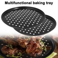 ราคา Angelshell2Pcs Nonstick Pizza Pan หลุม Perforated เหล็กคาร์บอนพิซซ่า Crisper ถาดสําหรับเตาอบรอบ Bakeware ถาดพิซซ่า (53460718438)