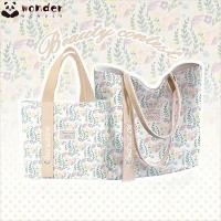 ราคา WONDER Canvas Tote Bag, Floral Large Capacity Shoulder Bag, Fashion Reusable Lightweight Commute Handbag For Work (57064597256)