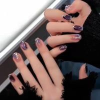 ราคา C248 เล็บปลอมสําเร็จรูป เจลแท้ ทำด้วยมือ 10 ชิ้น/กล่อง สีม่วงประกายเพชรสไตล์ หรูหรา มีสไตล์ สวมง่าย ใช้ซ้ำได้ (56753938517)