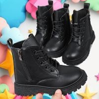 ราคา รองเท้าบูทสำหรับเด็ก หนังสีดำ (45954657882)