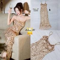 ราคา เดรสราตรียาวสีทอง สวยหรู ดูแพง ทรงสวยมาก ผ้าเป็นกริสเตอร์ สวยมาก ใส่ดินเนอร์ ออกงาน (44556961102)