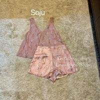 ราคา ชุดสีชมพู ชุดเซ็ทเสื้อก้าม กางเกงขาสั้นสีชมพู งานป้ายsoju-S (22806306839)