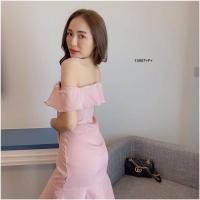 ราคา เดรสปาดไหล่ใส่ออกงาน (20360260985)