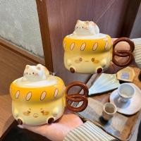 ราคา ถ้วยเซรามิกพร้อมฝาปิดไอศครีมแมวน่ารักช้อนและที่จับแปลก ๆ -ถ้วยดื่มพร้อมกล่องมือจับ (55458274345)