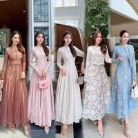 ราคา S-XXL ชุดเดรสลูกไม้แขนยาว สีขาว/ชมพู/ฟ้า/ดำ ใส่ออกงาน, ทำบุญ ไปงานแต่งงาน, งานบวช #Alicia #Abigail (29788038339)