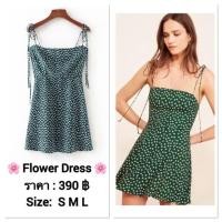 ราคา มินิเดรสสายเดี่ยวผูกเชือก ลายดอกลายจุดงานป้ายนำเข้า (6331507788)