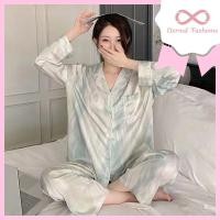 ราคา EF ชุดนอนหรูหราแขนยาวกางเกงขายาวนําเข้าซาตินบทคัดย่อ Motif Elegant Color | ชุดคลุมนอนผ้าซาตินผู้หญิงนําเข้าสีชมพูสีฟ้าสีเขียว (25105144414)