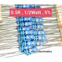 ราคา (20ตัว) 0.5R , 0.5โอห์ม , Metal Oxide Film Resistor 1/2Watt 1/2วัตต์ (รหัสสินค้า M01774) (22228852927)