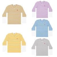 ราคา [พร้อมส่ง] เสื้อยืดแขนยาวลายขวางปลายแขนสีขาว PLAY CDG (5515596440)