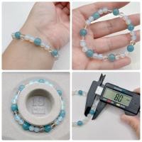 ราคา สร้อยข้อมือ ความารีน มูนสโตน ขนาด 8 มม รอบวงใน 15 ซม งานญี่ปุ่นมือสอง (54613273845)