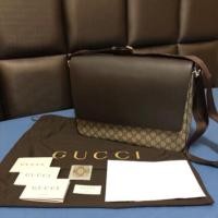 ราคา Gucci messenger bag (ของใหม่)ใบนี้ส่วนฝาปิดเป็นหนังแท้สีน้ำตาล (2288167377)