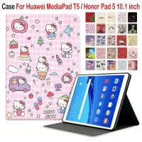 ราคา ใหม่น่ารักการ์ตูนแท็บเล็ตสําหรับ Huawei MediaPad T5 10.1 นิ้วหนัง PU พับฝาครอบสําหรับ Honor Pad 5 10.1 นิ้ว (42881927148)