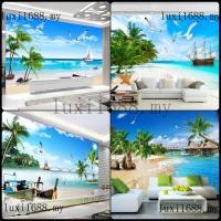 ราคา Custom Tropical Beach ภาพจิตรกรรมฝาผนัง Self กาว Multi สไตล์ Ocean View วอลล์เปเปอร์ปาล์มต้นไม้ Seagulls Sailing Room ห้องนอน Cafe โรงแรม Resort ตกแต่งบ้าน (52060153951)